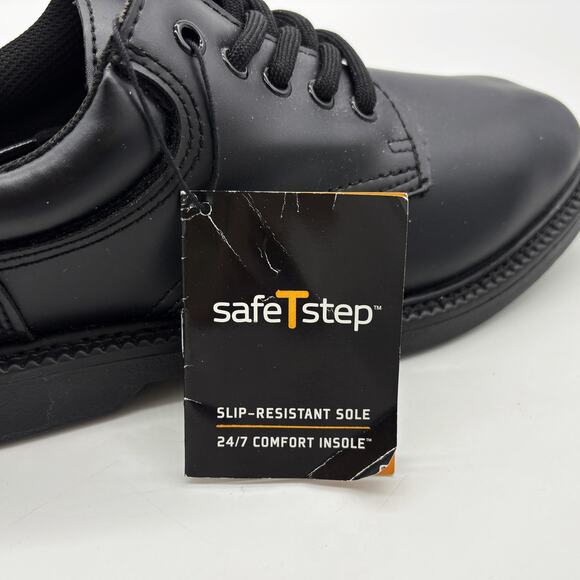 Safe T Step Work Shoes Mens 9 Black Lace Up Slip Resistant Sole Comfort 137921 - Picture 8 of 10